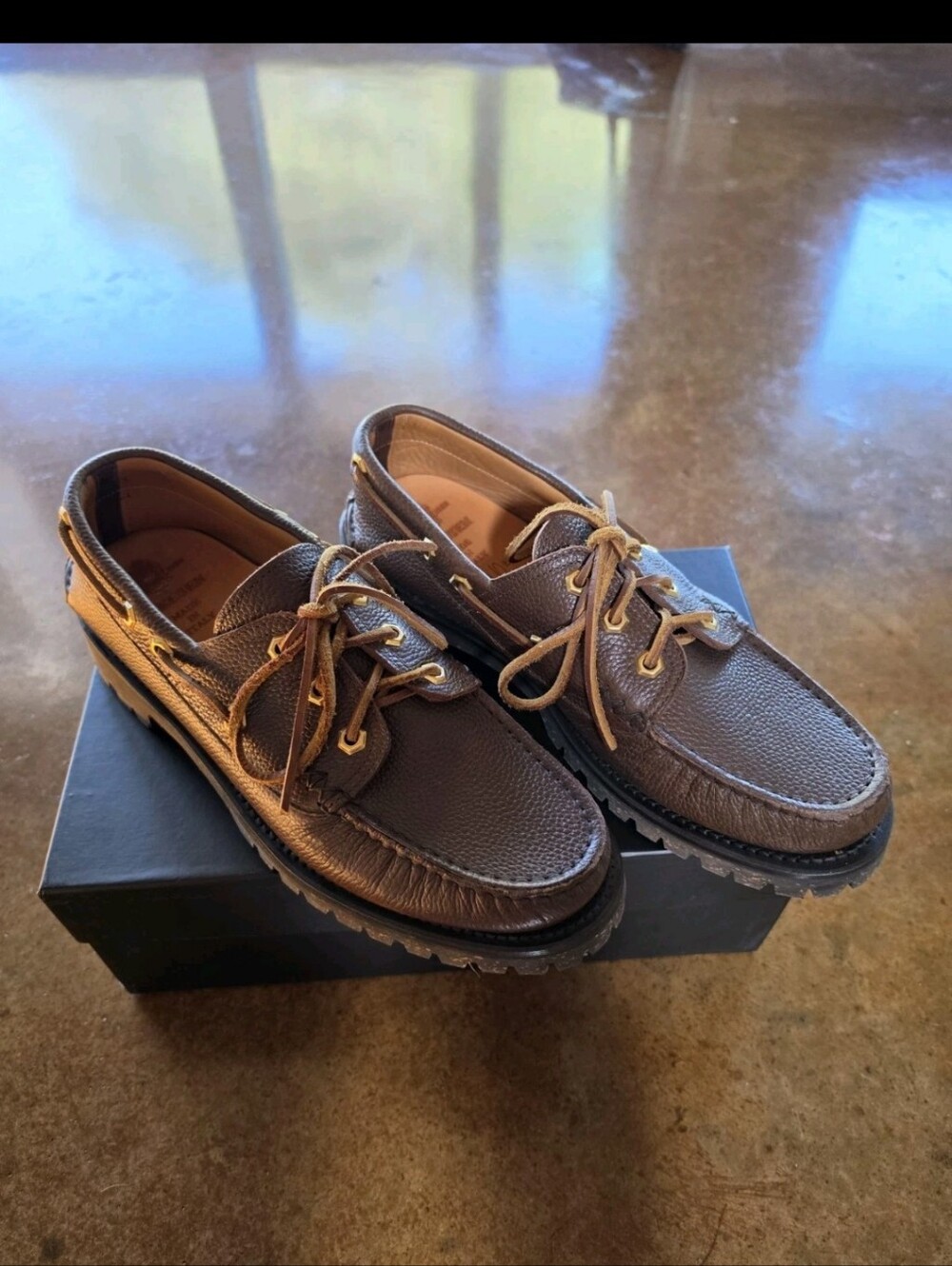 Yuketen Hex Eye Boat Shoes with Cortina Sole Chromexel Leather US M 10